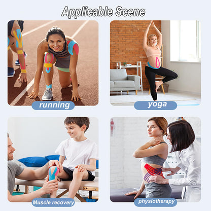 Kinesiology Tape Pro Athletic Sports (3 Rolls,60 Precut Strips) Waterproof Breathable Latex Free Tape for Ankle Wrists Knees Elastic Running Tennis Swimming Football Sports Activities Tapes (Mix)