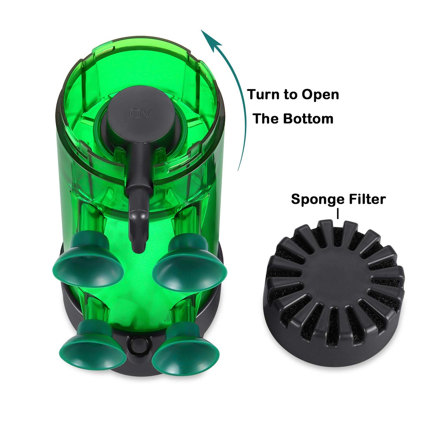 QANVEE Fluidized Moving Bed Bubble Bio Media Filter for Aquarium Fish Tank with Air Stone and Sponge Filter (LH-300)