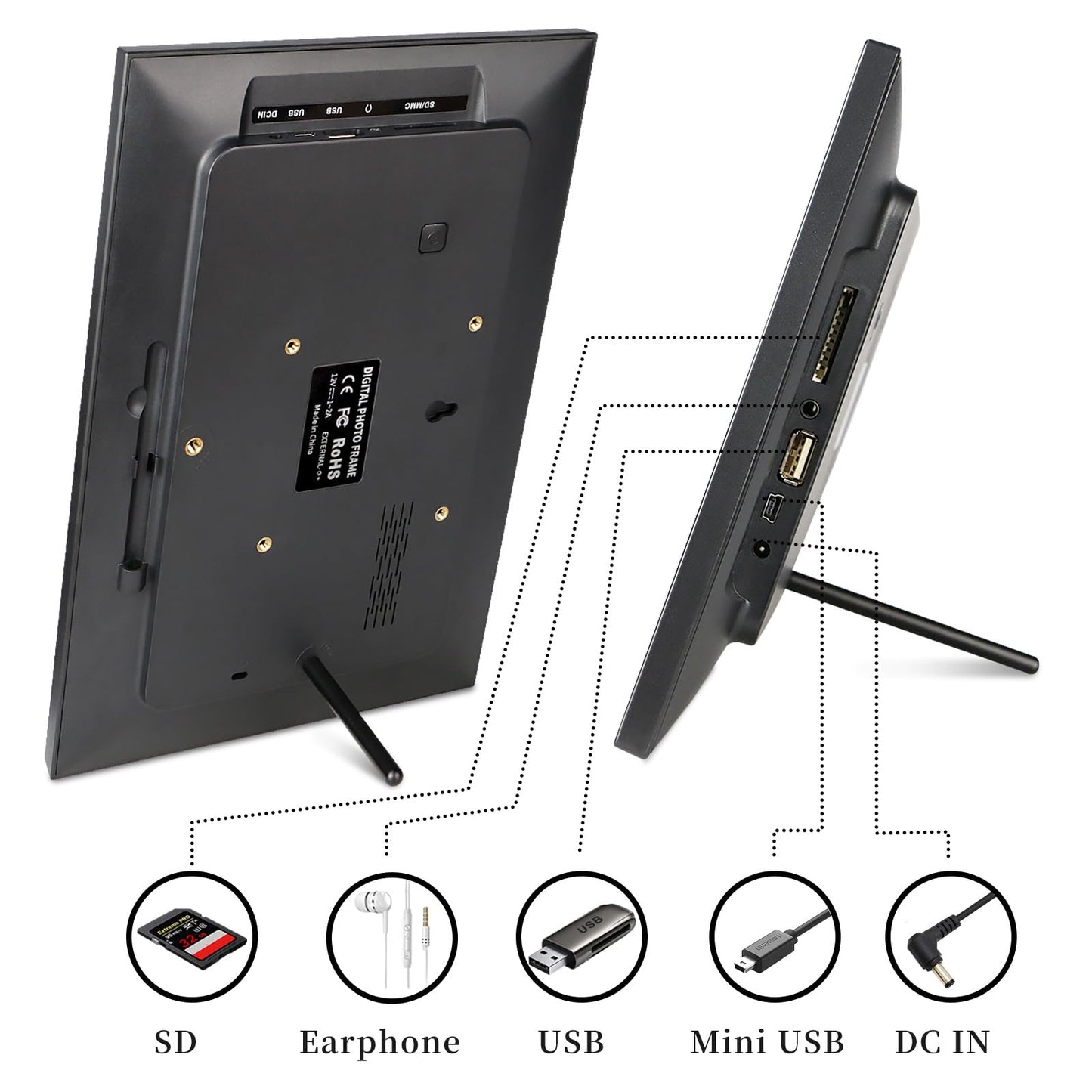 Frameo 10.1 Inch Digital Picture Frame WiF Black,Electronic Picture Frame, Photo Frame,32GB Storage,1280x800 IPS HD Touch Screen,Auto-Rotate,Share Photos/Videos Instantly via Frameo App from Anywhere