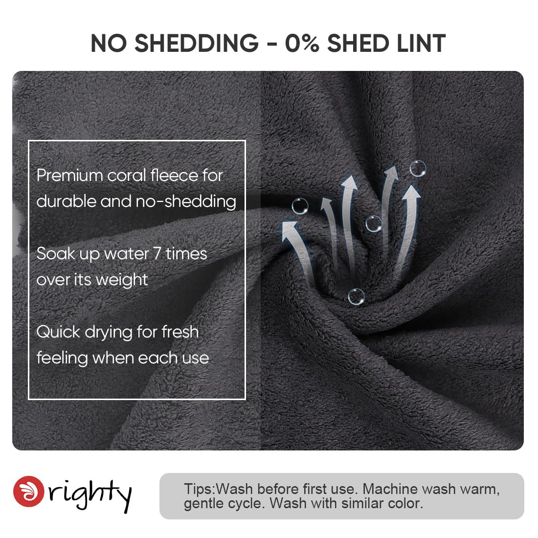 Orighty Washcloths 48 Pack, Ultra Soft Face Cloths 12 x 12 inch, Absorbent & Quick Drying Coral Velvet Washcloth Bulk, Multi-Purpose Face Cloth for Household, Cleansing and Sport (Grey)