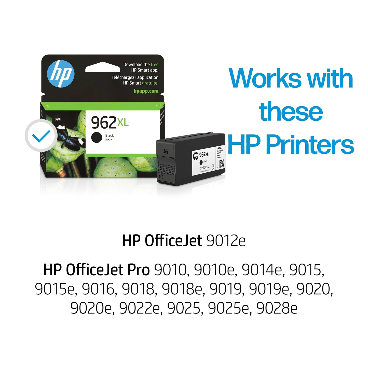 HP 962XL Black High-yield Ink Cartridge for HP Printers | Works with Printer Series: OfficeJet 9010, Pro 9010, 9020 | Eligible for Instant Ink | 3JA03AN