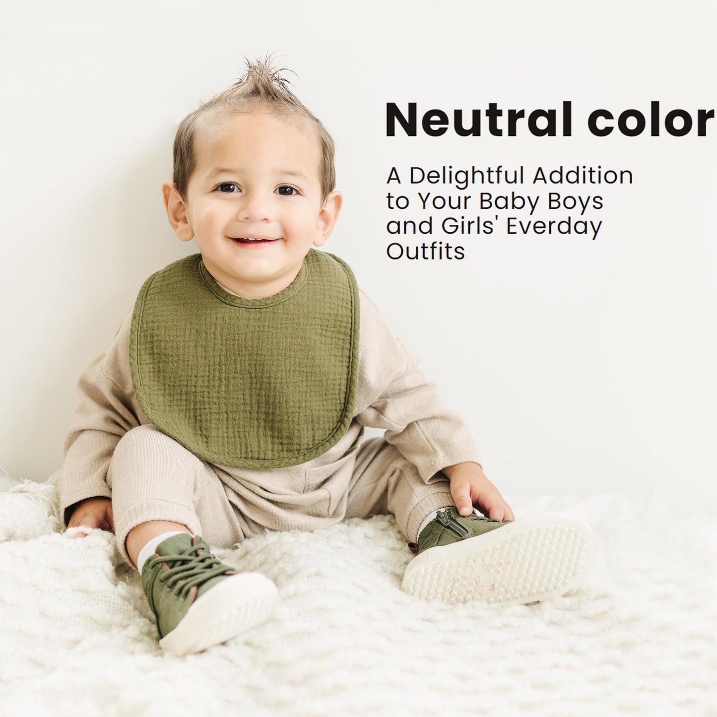 Konssy Muslin Baby Bibs 8 Pack Baby Bandana Drool Bibs Cotton for Unisex Boys and Girls, Soft Absorbent Set for Teething and Drooling