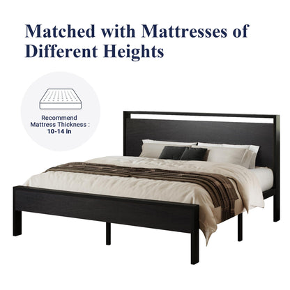 Allewie King Size Platform Bed Frame with Wooden Headboard and Footboard, Heavy Duty 12 Metal Slats Support, No Box Spring Needed, Under-Bed Storage, Noise Free, Easy Assembly, Black Oak