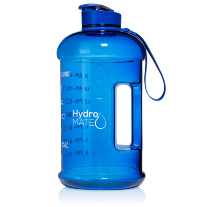 NatureWorks HydroMATE Half Gallon Water Bottle with Times to Drink BPA Free Leak Proof Reusable Jug with Handle 64 oz