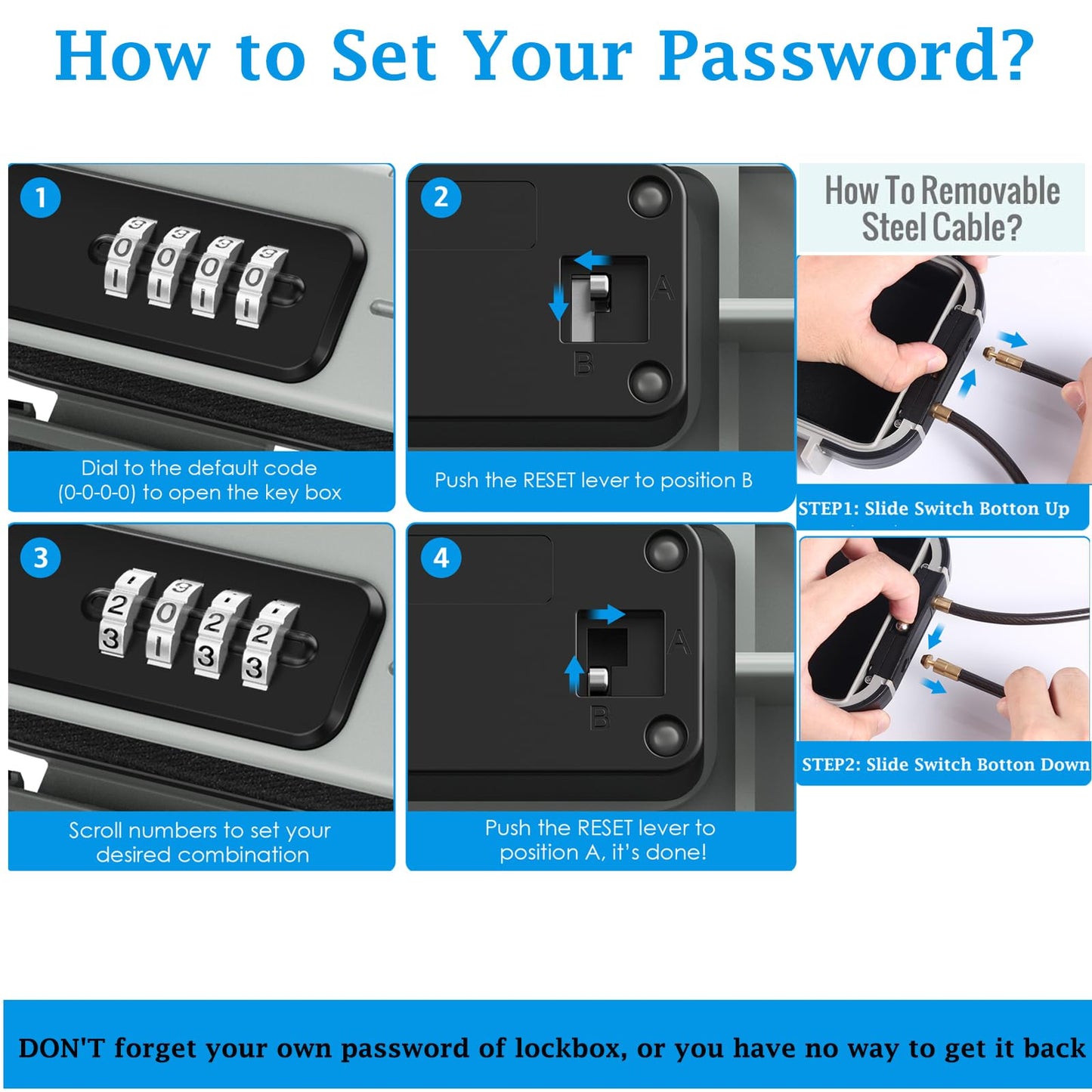 AMIR Portable Safe Box, Combination Security Case LockBox with Code, Waterproof Anti-Theft Mini Travel Safe Box with Removable Chain, Security Box for Home,Office, Grey