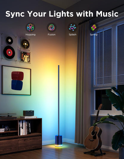 Govee Floor Lamp 2 with Matter, RGBIC, Warm Cool White LED, Alexa Compatible, 1725lm, Music Sync, Scene Modes, Smart Floor Lamp for Living Room, Bedroom, Blue(1 Pack)