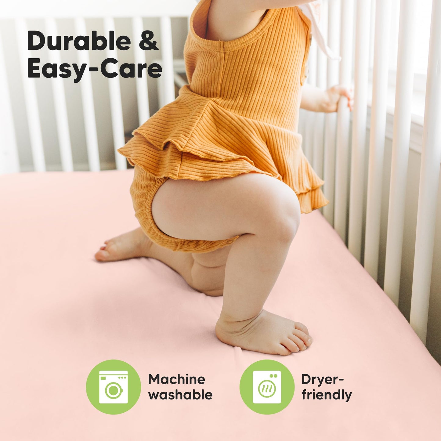 KeaBabies 2-Pack Baby Crib Sheets for Boys, Girls - 52x28 Viscose Derived from Bamboo Toddler Bed Sheets Neutral, Fitted Crib Mattress Cover for Standard Baby Bedding, Soft & Cozy (Cameo)