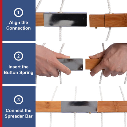 Mansion Home 12 Ft Yard Hammock with Stand, 2 Person Hammock Freestanding with Curved Spreader Bar, Large Hammocks for Outside with Pillow and Portable Bag, Heavy Duty 450 lbs, Blue Stripes