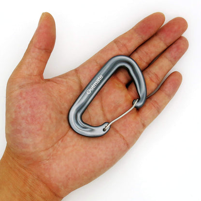 Outmate 12kN 3.2"x2" Heavy-Duty Carabiner Clips - Durable, Lightweight Aluminum Alloy Carabiners for Hiking, Camping, Keychains, Dog Leashes, Hammocks & More(Wire gate,2 Gray)