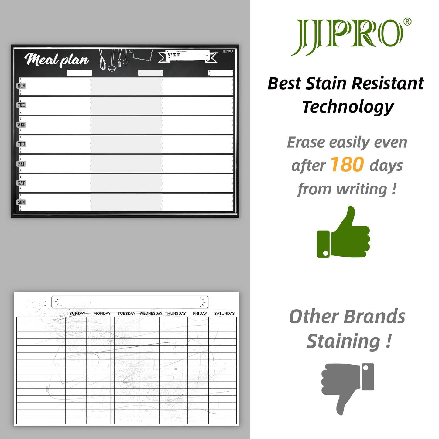 JJPRO Magnetic Dry Erase Meal Planning Whiteboard for Refrigerator-One 14.5x11 Weekly Menu Board and Two Notes Whiteboard for Kitchen Fridge-Refrigerator Organizer with Meal Planner Boards