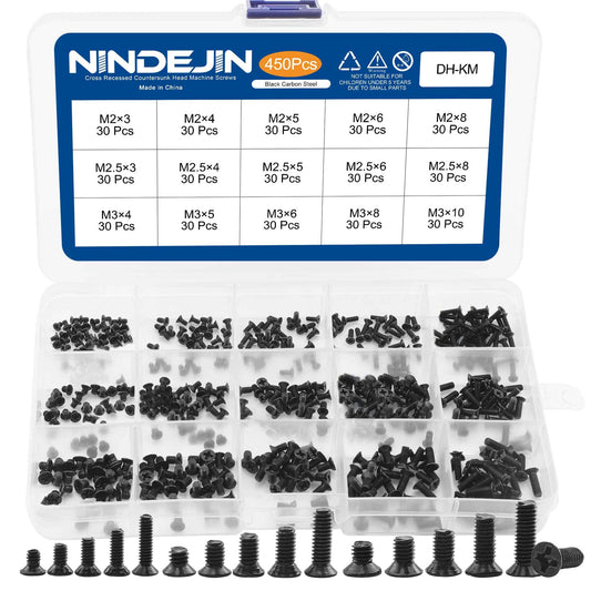 NINDEJIN Laptop Computer Screw Kit, M2 M2.5 M3 Countersunk Flat Head Phillips Mini Screws Set, Replacement Part Electronic Repair Accessories