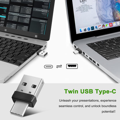 Presentation Clicker Remote, Type C&USB Wireless Presenter, PowerPoint Clicker, Slide Advancer Control for Mac︱ Windows︱ Laptop, Support PPT︱Keynote︱Google Slides