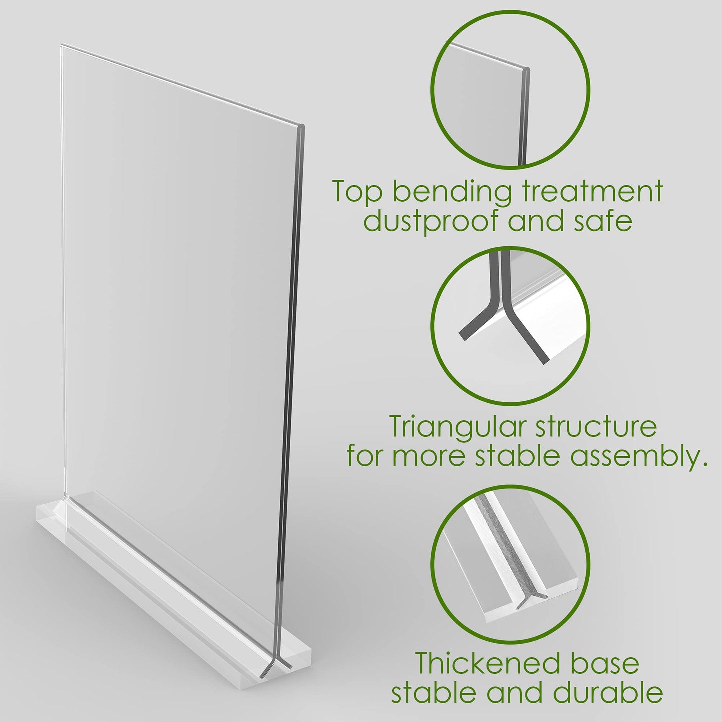newnewshow 8.5x11 Acrylic Sign Holder 3 Pack Vertical Double-Sided Display (Optional 8.5x11 8.5x5.5 5x7 Horizontal and Vertical)