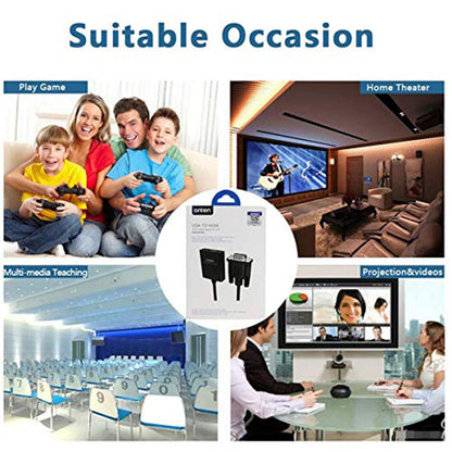ONTEN VGA to HDMI, 1080P Adapter (Male to Female) for Computer, Desktop, Laptop, PC, Monitor, Projector, HDTV with Audio Cable and USB Cable (1 Pcs)