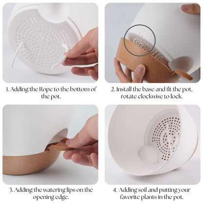 Giraffe Creation Plant Pots Set of 5 (10/9/8/7.5/7 inch), Self-Watering Indoor & Outdoor Flower Planters with Drainage Hole and Reservoir, White