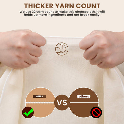 Precut Cheesecloth, 15 x 15'' 4 Pack, Grade 100, Ultra Fine for Straining & Cooking, 100% Unbleached Cotton Cheese Cloth for Making Cheese