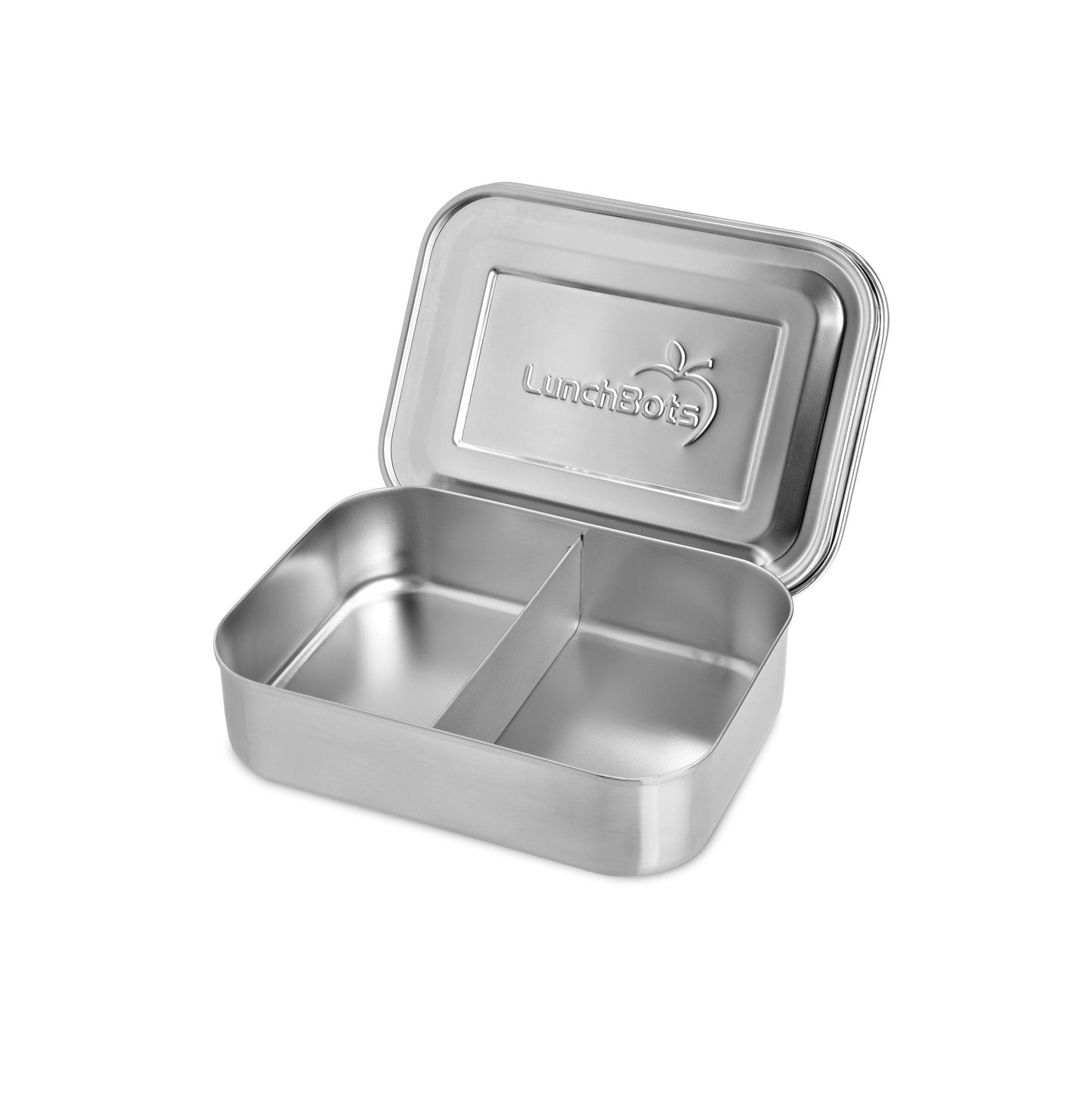 LunchBots Small Snack Packer Bento Box - Extra Small Divided Stainless Steel Snack Container - 2 Compartments for Fruits, Vegetables and Finger Foods - Dishwasher Safe – Stainless Lid