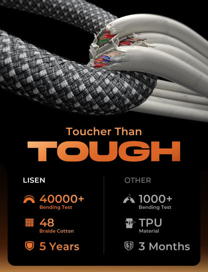 LISEN USB C Cable, 5-Pack [3.3/3.3/6.6/6.6/10FT] for iPhone 17 Charger Cord, 60W USB C to USB C Cable Fast Charging for iPhone Air 17 16 15 Pro Max, Samsung Z Flip 7/S25/S24, Switch 2, iPad, MacBook