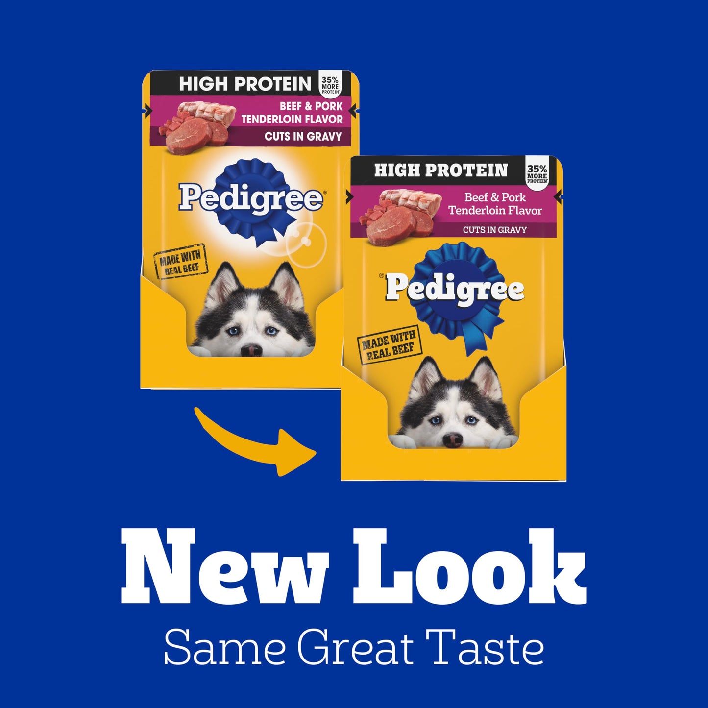 Pedigree High Protein Adult Soft Wet Dog Beef & Pork Tenderloin, 3.5 oz. Pouches, 16 Count