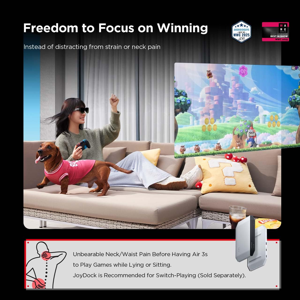 RayNeo Air 3s AR/XR Glasses, 201" 120Hz FHD HueView Display, Portable AR Video Eyewear Gaming Glasses for iPhone 16/15, Android, Mac, Switch, PS5, Steam Deck - Next-Gen Wearable Theater