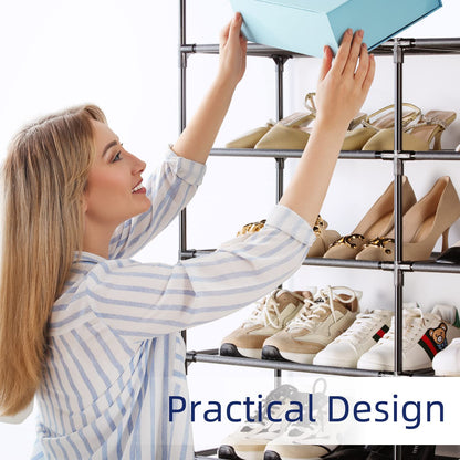 HODYANN 10 Tiers Shoe Rack, 30-40 Pairs Large Shoe Organizer, Sturdy Shoe Storage, Space Saving Tall Metal Shoe Shelf, Stackable Shoe Rack for Closet, Entryway, Bedroom, Black