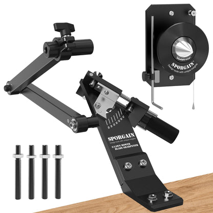 Lawn Mower Blade Sharpener & Lawn Mower Blade Balancer, 15°-45° Adjustable Mower Blade Sharpener and High Precision Magnetic Mower Blade Balancer for Many Types of Mower Blade, Black