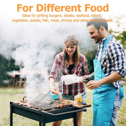 ORDORA Grill Basket, Fish Grill Basket, Rustproof Stainless Steel BBQ Grilling Basket for Meat,Steak etc, Grill Accessories,Grilling Gifts for Men Dad