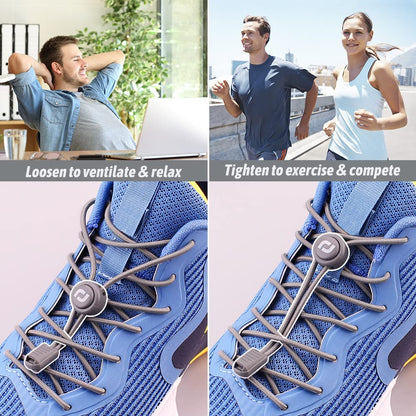 RJ-Sport Elastic No Tie Shoelaces - Quick to Install No Tie Shoelaces for Adult (Number 005 - Grey)
