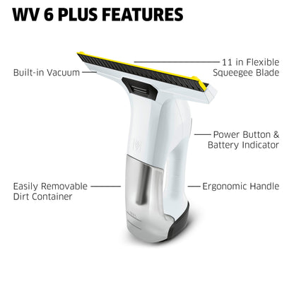 Kärcher WV 6 Electric Window Vacuum Squeegee 11" - Cleans Showers, Mirrors, Glass, and Countertops - Electric Squeegee