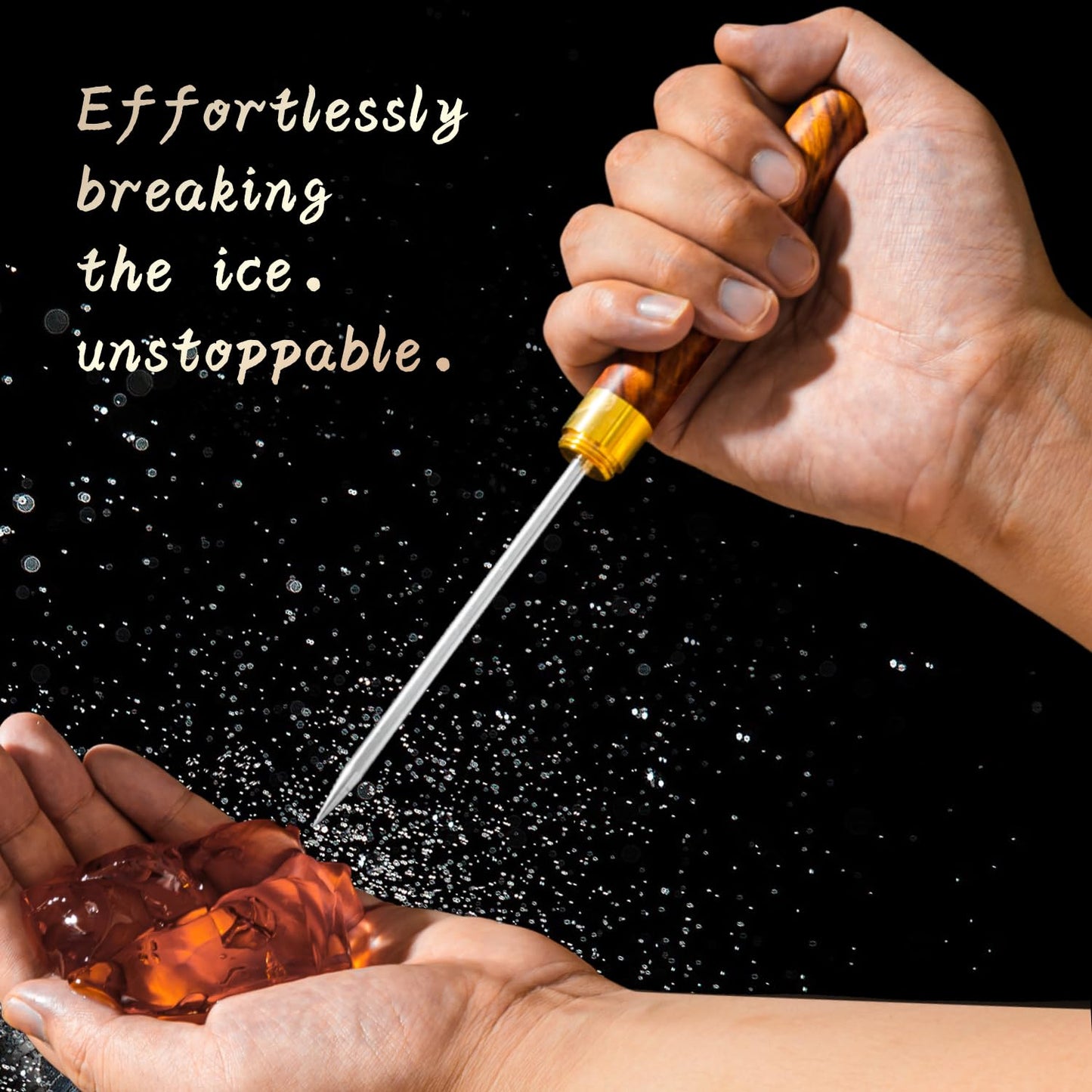 QiBaLee Ice Pick 2Pcs. Ice Picks for Breaking Ice. 9 Inches Length. Secure Wooden Caps and Non-slip Wooden Handles. Easy to Store. For Use in Kitchen Bars Bartender Picnics Camping& Restaurant