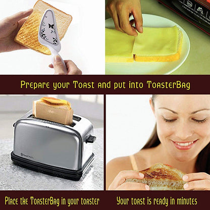 Non Stick Toaster Bags Reusable and Heat Resistant Easy to Clean,Perfect for Grilled Cheese Sandwiches (10)