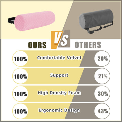 Lumbar Roll Pillow for Lower Back, Lumbar Support Foam Roll Cushion with Pillowcase and Upgraded Strap for Office, Chair, Car, Seat Pain Relief & Improving Posture (Light Pink, Long-15 * 4.3'')