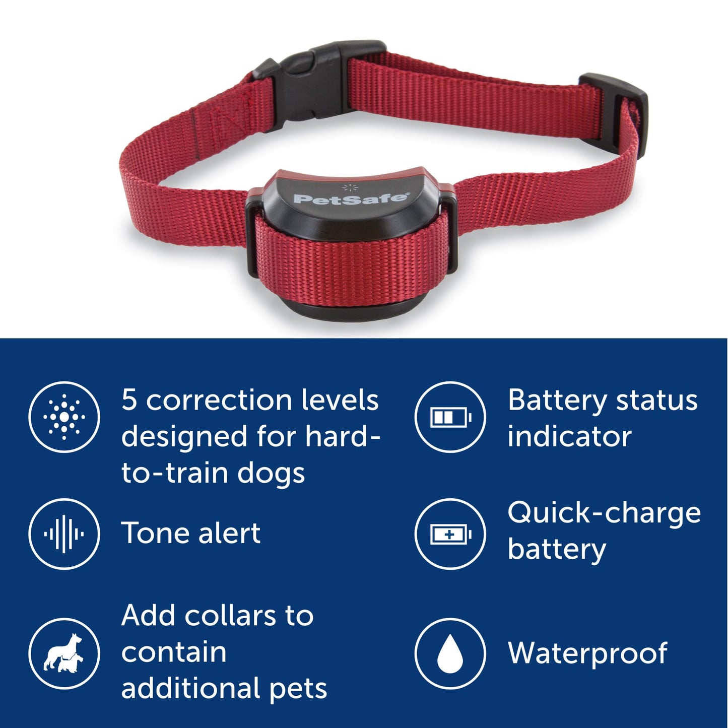 PetSafe Stay & Play Wireless Fence Receive Collar for Stubborn Dogs - Rechargeable & Waterproof Receiver Collar with Quick Charge in 2-3 Hours - for Dogs 5lb+