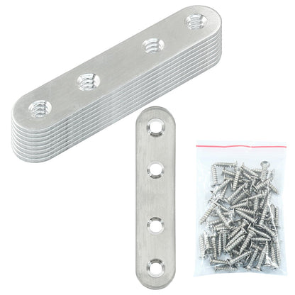 Rierdge 16 Pack 3 Inch Stainless Steel Flat Plate Straight Bracket Flat Metal Brace Bracket, 80mm Metal Brackets Mending Repair Plate Brace with Screws for Wood Straight Brace