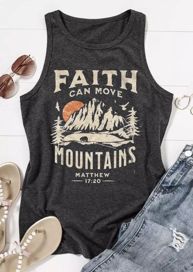 JMFXB Faith Can Move Mountains Matthew Tank Tops Women Outdoor Hiking Shirt Tops Adventure Sleeveless Camping Tank Tops (S,Dark Grey)