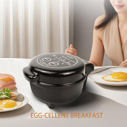 Hyvance Smart Fried Egg Cooker, Automatic Fried Egg Maker for 6 Features like Sunny Side Up, Over Easy, Fully Cooked & More. Auto Power Off, Alarm, Round Shape, Non Stick Coating (Black)
