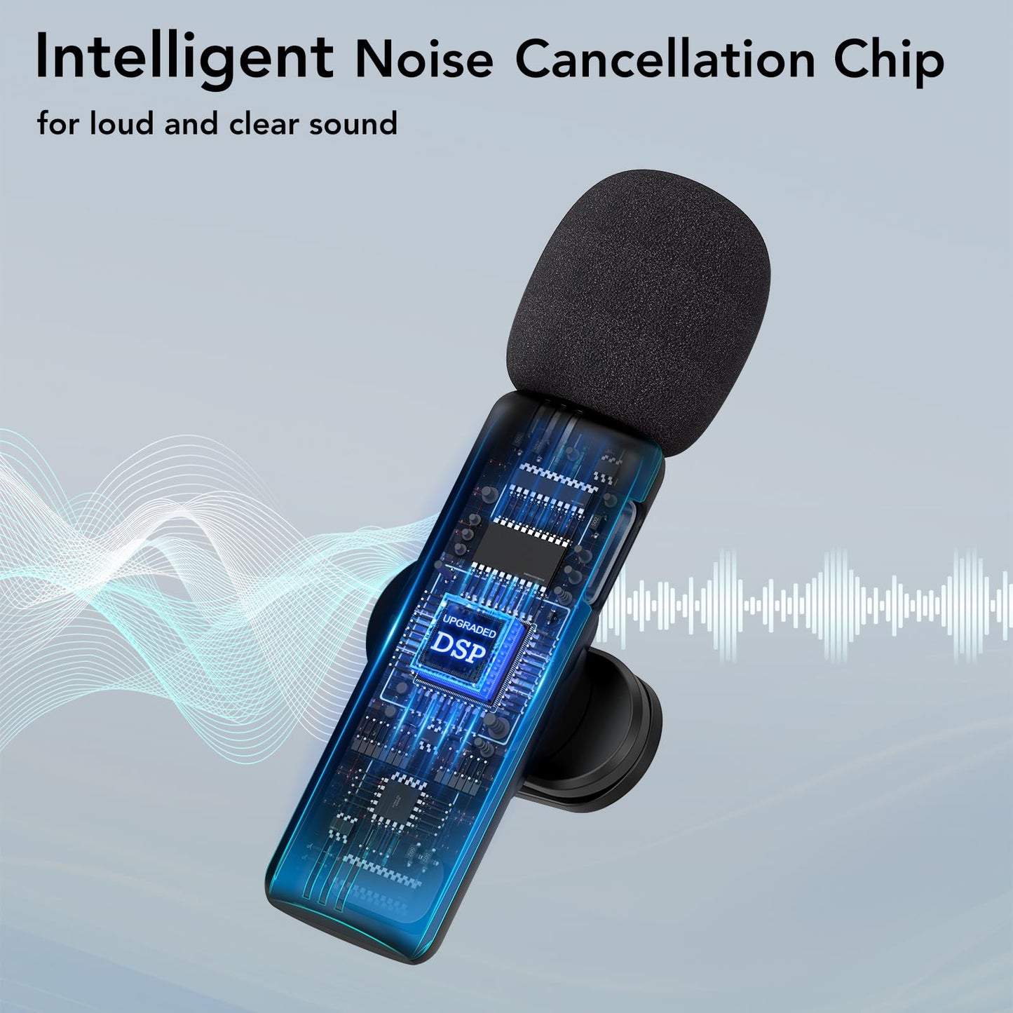 HEHOTTC Mini Wireless Lavalier Microphone for iPhone, iPad, Android Phone - Noise Reduction Lapel USB C Bluetooth Mic for Recording, Clip on Omni Lav Mic for Video Recording, Tiktok, YouTube, Vlog