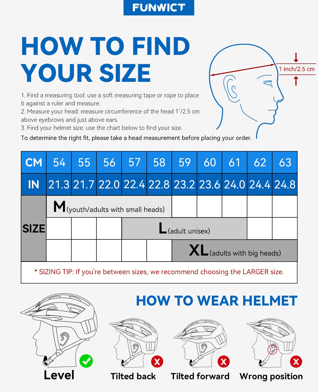 FUNWICT Adult Bike Helmet with Visor and Goggles for Men Women Mountain Road Bicycle Helmet Rechargeable Rear Light Cycling Helmet (L: 57-61 cm (22.4-24 inches), Black)