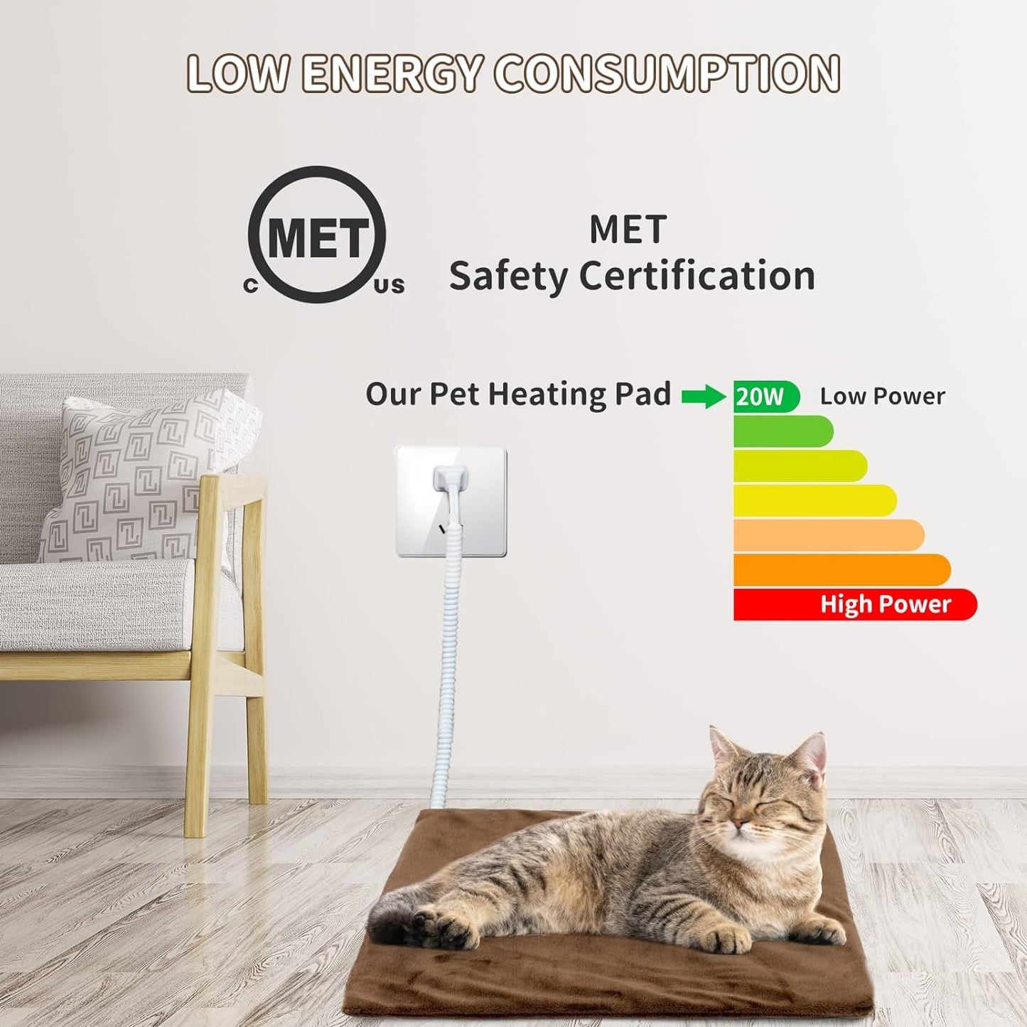 NAMOTEK Pet Heating Pad, Safe Electric Heating Pad for Dogs and Cats Indoor Warming Pad with Auto Constant Temperature 15.7" x 12"