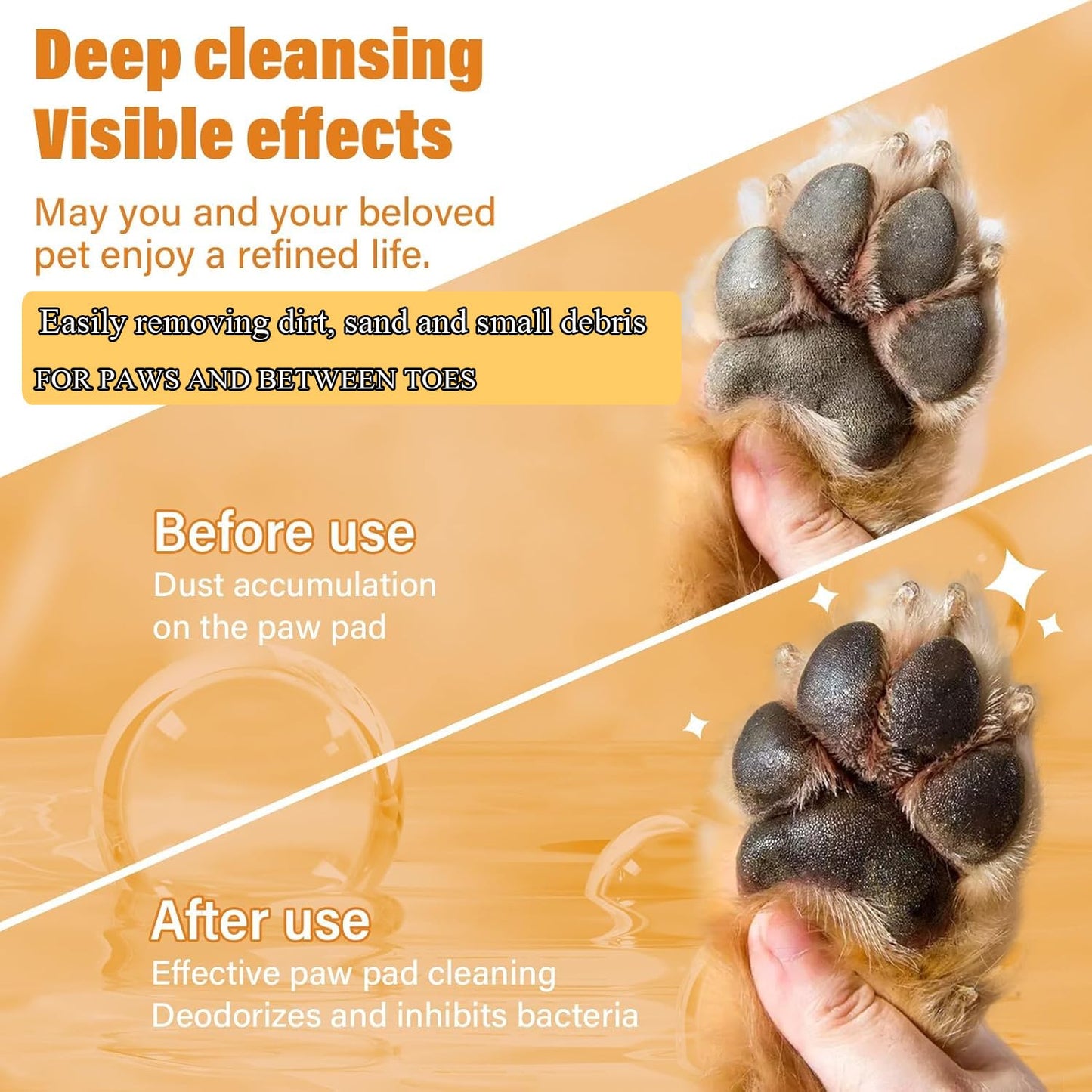 Paw Cleaner for Dogs & Cats, No-Rinse Foaming Pet Foot Washer with Built-in Scrubber Brush for Dirty, Muddy Paws – Suitable for Small, Medium & Large Dogs, Puppies, Kittens (5 fl oz)