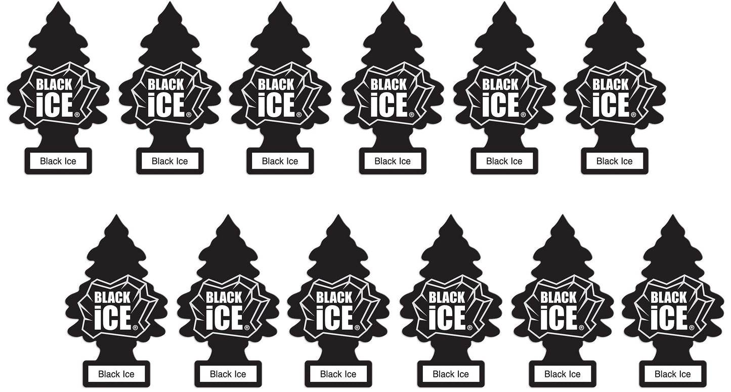 LITTLE TREES Car Air Freshener | Hanging Paper Tree for Home or Car | Black Ice | 12 Pack