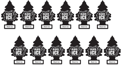 LITTLE TREES Car Air Freshener | Hanging Paper Tree for Home or Car | Black Ice | 12 Pack