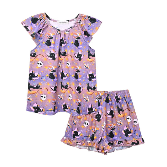 Perfashion sleeping sleepwear nightie Bunny jammies gowns Flutter Sleeve nightdress Hallowmas Costume Tie-dye Bats Ruffles flower Navy blue pyjamas pijamas de niñas Ruffles