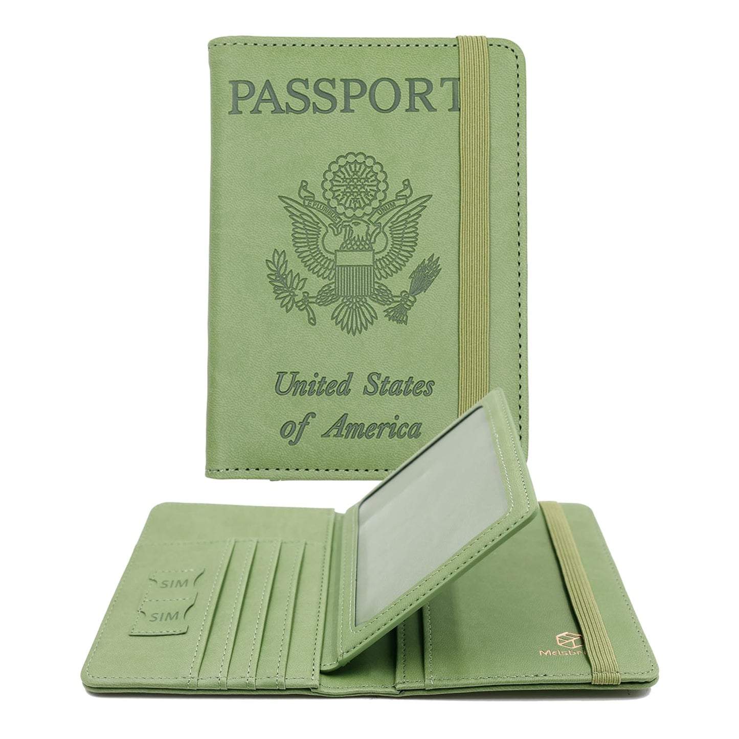 Melsbrinna RFID Passport Holder for Travel, Unisex Adults, Green, Faux Leather, Travel Wallet, RFID Protected