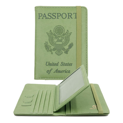 Melsbrinna RFID Passport Holder for Travel, Unisex Adults, Green, Faux Leather, Travel Wallet, RFID Protected