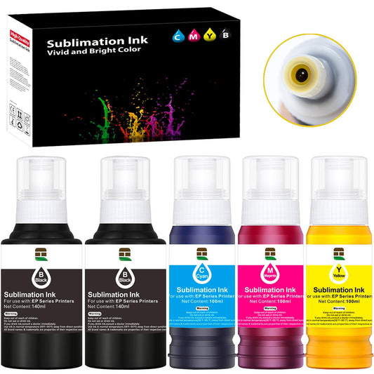lexmate 580ML Autofill Sublimation Ink Compatible for ET-2800 ET-2850 ET-4850 ET-3850 ET-2400 ET-3830 ET-2760 ET-15000 ET-4800 Inkjet Printers, Heat Press Transfer on Mugs T-Shirts