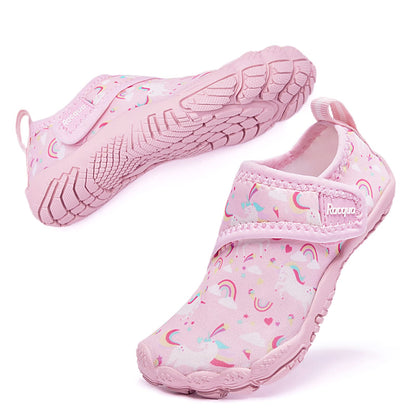 Racqua Toddler Girls Slip-On Kids Water Shoes Quick Dry Barefoot Swim Beach Aqua Shoes Water Park Outdoor Sport Shoes Cute Toddler Pink Unicorn 7