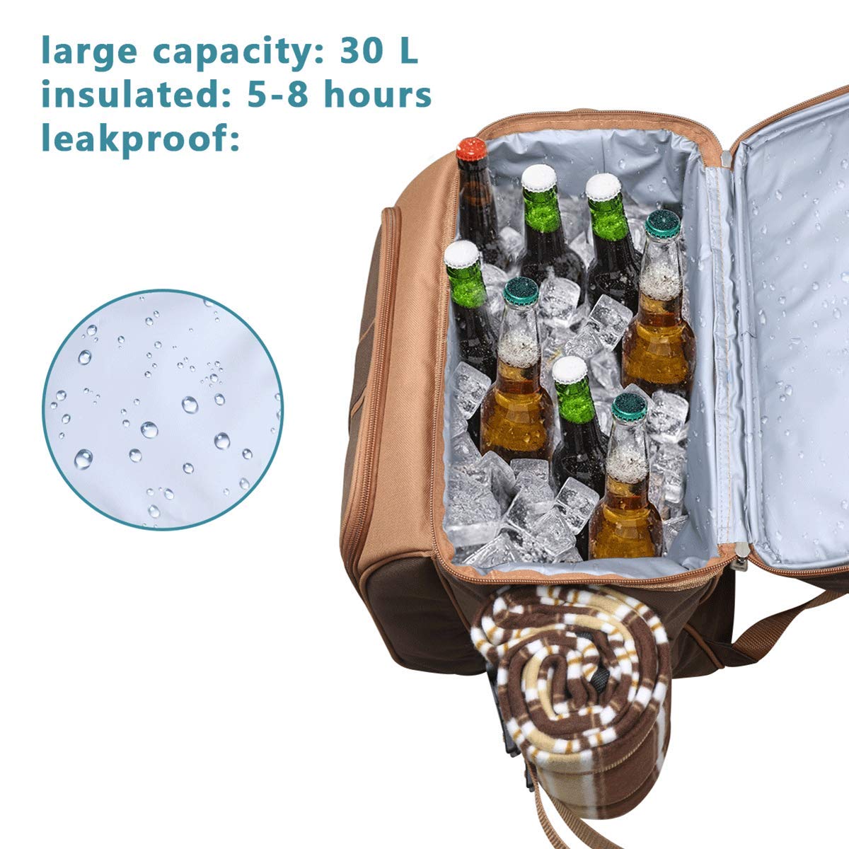 Hap Tim Picnic Basket Backpack for 2 Person with 2 Insulated Cooler Compartment, Wine Holder, Fleece Blanket, Cutlery Set, Wedding Gifts for Couples, Bridal Shower Gifts, Engagement Gifts