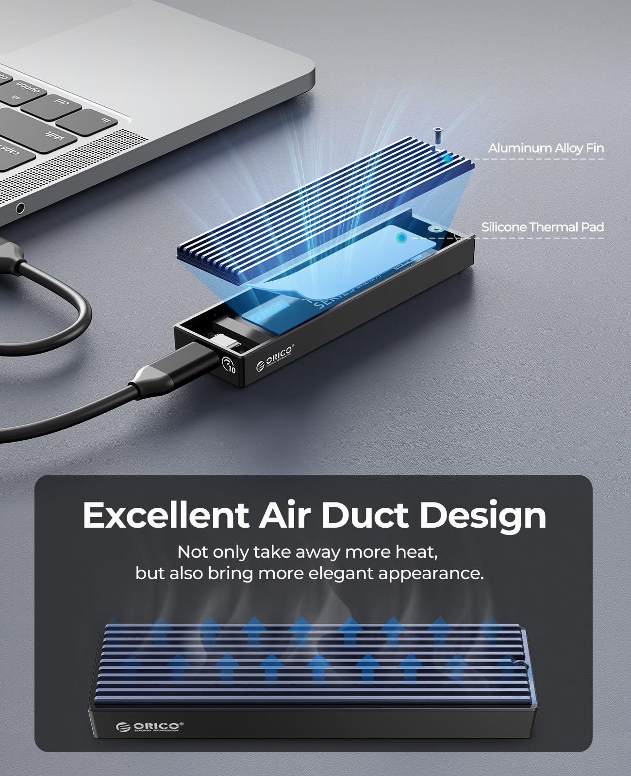 ORICO M.2 NVMe/SATA SSD Enclosure - USB 3.1 Gen 2 (10 Gbps) Support UASP for M.2 NVMe/SSD Size 2230/2242/2260/2280