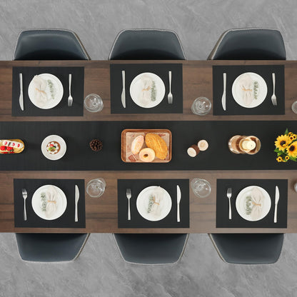 Myir JUN Placemats Set of 8, Vinyl Woven Placemats Place Mats Indoor Set of 8 Washable Table Mats Non-Slip Place mats for Dining Table (Black, Set of 8)